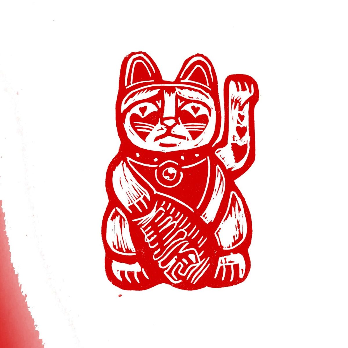 Gato de la suerte (versión roja)